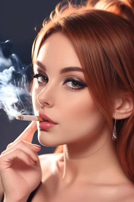 smoking cigsmoker Woman<lora:cigsmoker_Woman:0.7> fake lips