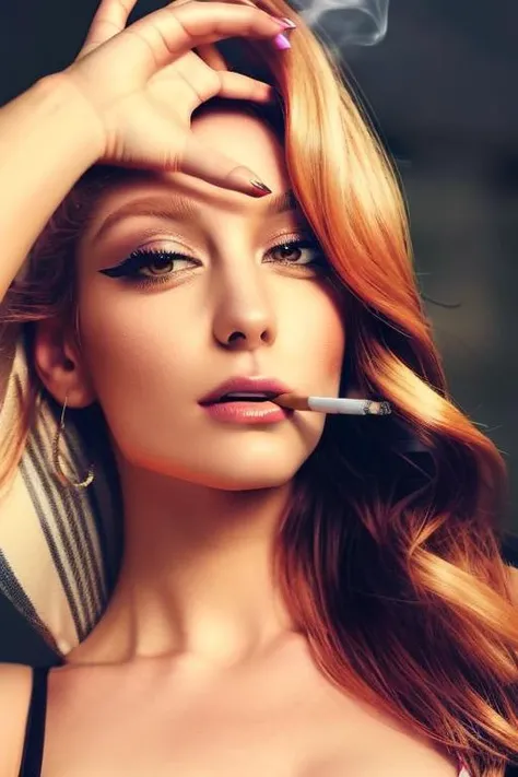 sexy woman, smoking, cigsmoker, <lora:cigsmoker_Woman:1>