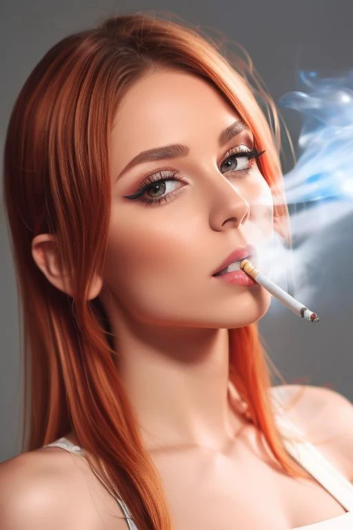 smoking cigsmoker yulia<lora:cigsmoker_Woman:0.7> fake lips