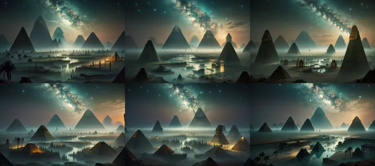 (otherworldly, otherworldly atmosphere, otherworldly appearance), highly insanely detailed, masterpiece, top quality, best quality, highres, 4k, 8k, RAW photo, ((ancient egyptian theme:1.2)), 
Celestial Mistwood Flats, 
<lora:Celestial_Mistwood_Flats:0.8>, (fantasy world)