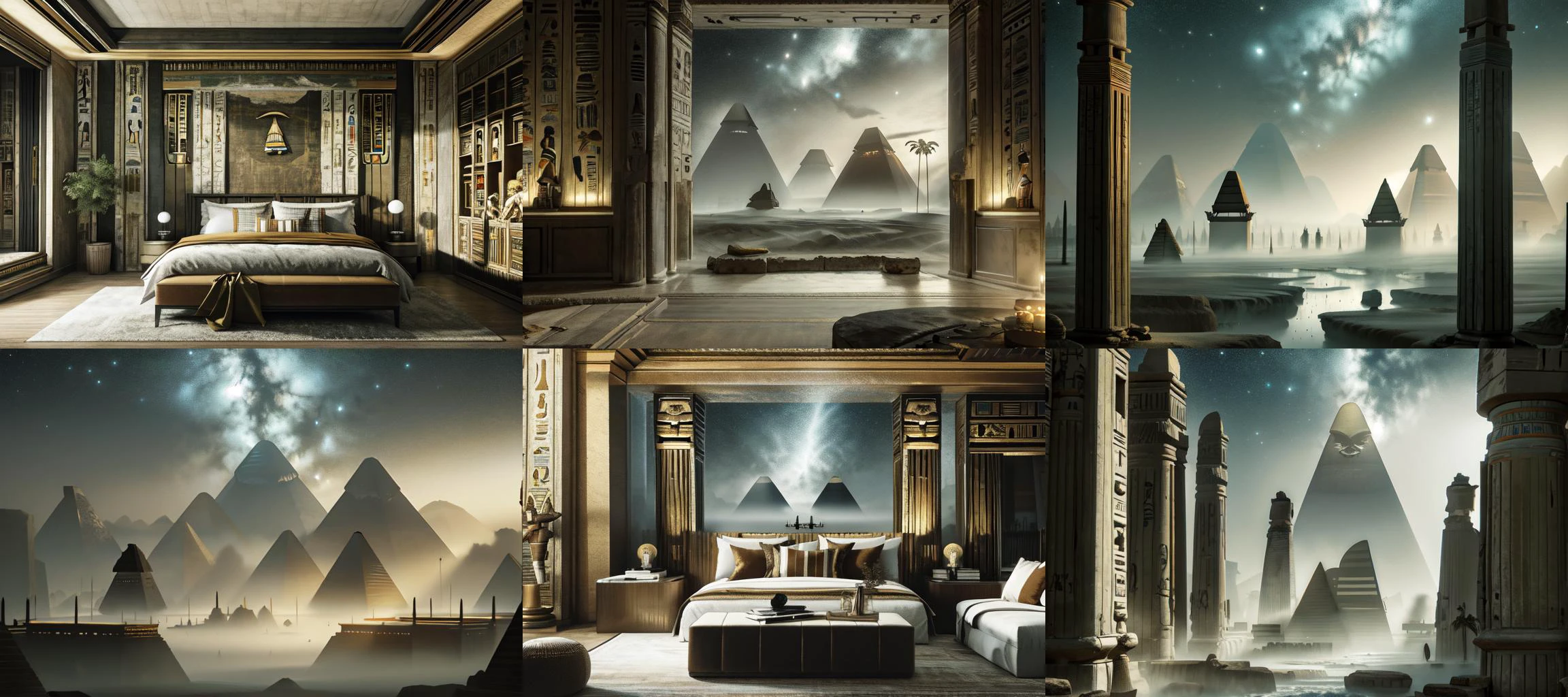 (otherworldly, otherworldly atmosphere, otherworldly appearance), highly insanely detailed, masterpiece, top quality, best quality, highres, 4k, 8k, RAW photo, ((ancient egyptian theme:1.2)),
Celestial Mistwood Flats,
<lora:Celestial_Mistwood_Flats:0.8>, (fantasy world)