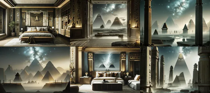 (otherworldly, otherworldly atmosphere, otherworldly appearance), highly insanely detailed, masterpiece, top quality, best quality, highres, 4k, 8k, RAW photo, ((ancient egyptian theme:1.2)),
Celestial Mistwood Flats,
<lora:Celestial_Mistwood_Flats:0.8>, (fantasy world)