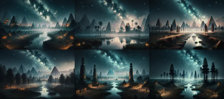 (otherworldly, otherworldly atmosphere, otherworldly appearance), highly insanely detailed, masterpiece, top quality, best quality, highres, 4k, 8k, RAW photo, ((ancient egyptian theme:1.2)), 
Celestial Mistwood Flats, 
<lora:Celestial_Mistwood_Flats:0.8>, (fantasy world)