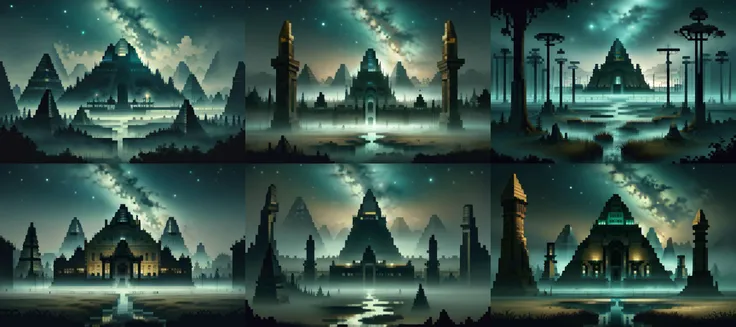(otherworldly, otherworldly atmosphere, otherworldly appearance), highly insanely detailed, masterpiece, top quality, best quality, highres, 4k, 8k, RAW photo, ((ancient egyptian theme:1.2)),
Celestial Mistwood Flats,
<lora:Celestial_Mistwood_Flats:0.8>, (fantasy world)