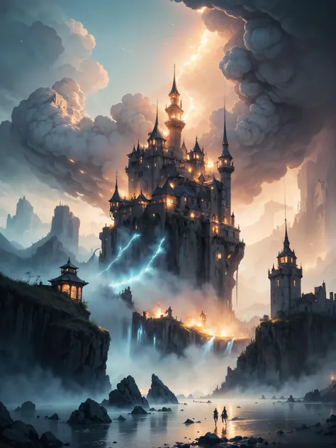 black ink art of a landscape of a A Long Shot, of on a carribean beach, Spring, by Greg Rutkowski, fantasy illustration, moody atmospheres, cinematic, dramatic lighting, epic scenes, heroic, gritty, cinema, baroque, emotional, glowing, highly complex, magical composition, fertile, highly detail, creative, highly intricate