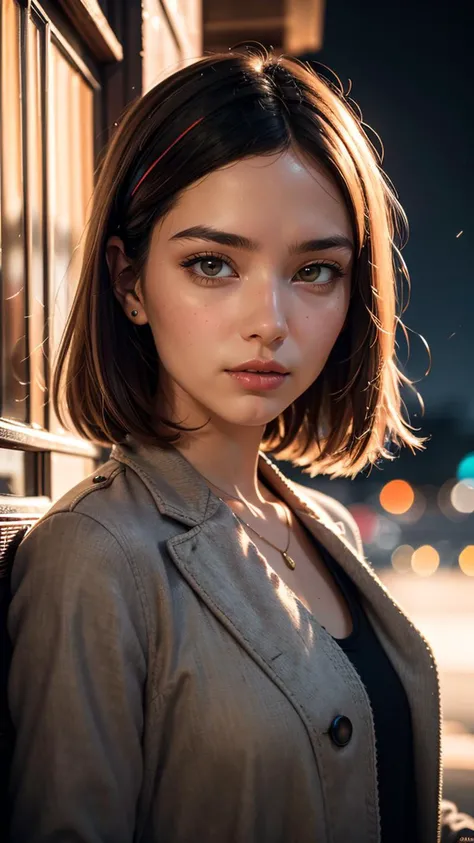 A photo of a beautiful cute young woman medium hair, <lora:DETAIL_SLIDER_BY_STABLE_YOGI:0.8> ighly detailed>,> photorealism, style of Michael Whelan and ilya kuvshinov, Rendering of film still of Winnie the Pooh in 2049, full of Ralph Bakshi, realistic, smooth face, perfect eyes, symmetrical, low contrast, cinematic lighting