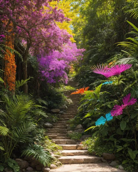 a vibrant and intricate scene unfolds before your eyes as you gaze upon a masterpiece of modern-day coexisting organisms. The colors are bold and vivid, with each step from the head to the back. Each element is so complex that it seems almost alive, lush, intricate, great light, set logical ambient background, striking, beautiful composition, artistic