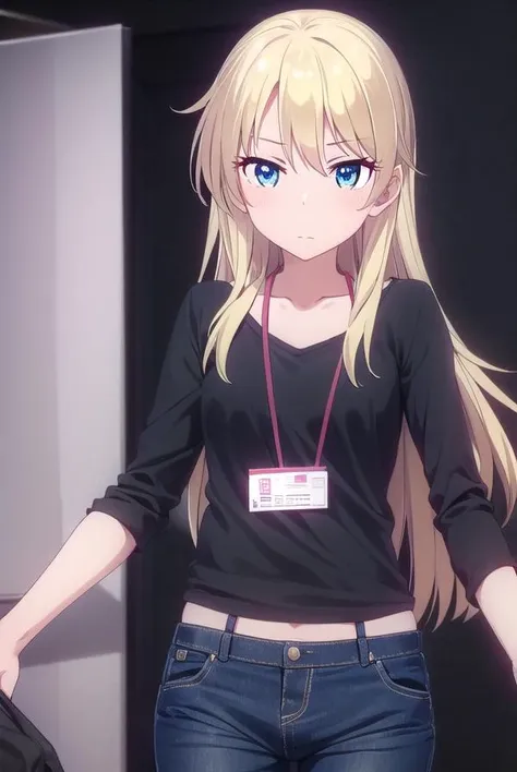 kouyagami, <lora:kou yagami s2-lora-nochekaiser:1>,
kou yagami, long hair, blue eyes, blonde hair,
BREAK shirt, collarbone, pants, black shirt, id card, lanyard, denim,
BREAK indoors, office,
BREAK looking at viewer, (cowboy shot:1.5),
BREAK <lyco:GoodHands-beta2:1>, (masterpiece:1.2), best quality, high resolution, unity 8k wallpaper, (illustration:0.8), (beautiful detailed eyes:1.6), extremely detailed face, perfect lighting, extremely detailed CG, (perfect hands, perfect anatomy),