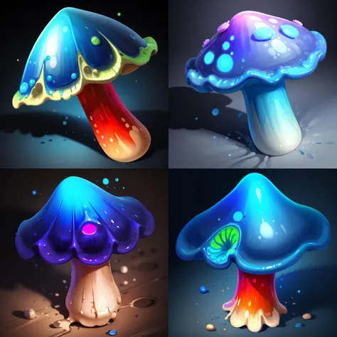 masterpiece, best quality, <lora:FantasyIcons_Mushrooms:0.8>,
vivid colors, glowing mushroom,