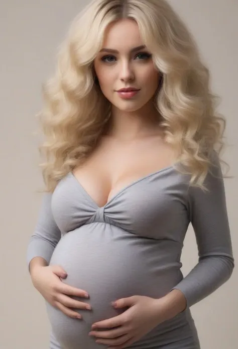 pregnant, blonde curly hair
