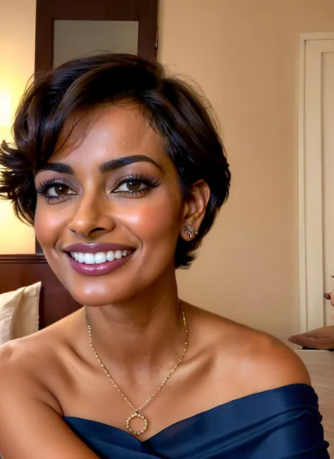 (broc-persis:1.1)
realistic photo, skin pores, textured skin, highly realistic skin, ambient occlusion
(happy512:0.9)
(very short hair:1.4)
(saree:1.2)
(brown lipstick:1.2)
1girl. solo
(candid shot:1.3), (looking at viewer:1.4)
(inside hotel bedroom:1.3)
(close up:1.4)
nphot, pitch black room, bad flash, blown out
<lora:NightphotoV1-0:0.7>