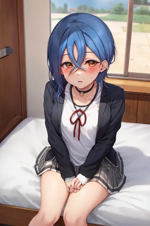 wakana_shiki, <lora:Wakana_Shiki_v1-000008:1>,
1girl, barefoot, solo, toes, feet, hair over one eye, sitting, (foot focus:1.4), braid, choker, legs, looking at viewer, sailor collar, blush, foreshortening, skirt, school uniform, closed mouth, cum, jacket, collarbone, bare legs, serafuku, sweat, mole, bangs, black jacket, starry sky, footjob,white background,