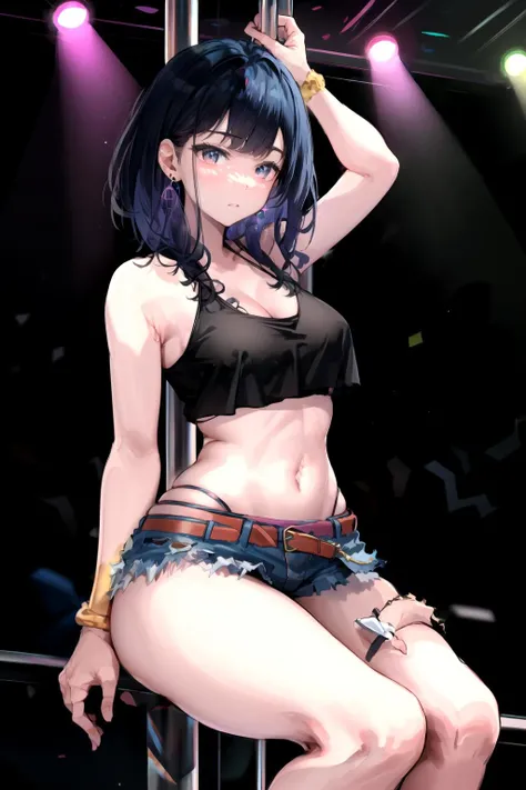 <lora:v1Stripper-15:0.85>, stripper pole, pole, pole dancing, jewelry, bracelet, <lora:RikkaTakarada-12:0.85>, best quality, masterpiece, highres
