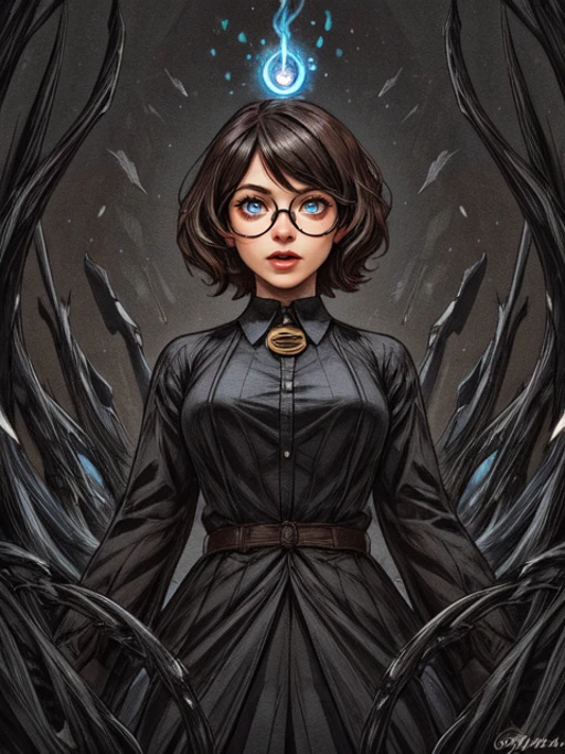 <lyco:GoodHands-beta2:1>, <lora:TK_CCE_V1.00-SD15:1> , l3wis_n0texist is a male with (black-framed-eyewear) and dark-hair, <lora:neg4all_bdsqlsz_V3.5:0.8> <lora:KODA GOLD200:0.6> <lora:make25d_type1_v100:0.28> <lora:actionshot:0.21>, BREAK Style-GravityMagic, solo, half shot, looking up, detailed background, detailed face, (bioshock infinite theme:1.1), (glowing eyes:1.05), large wide eyes, necromancer, unholy, dark summoner garments, amulet, summoning, movement, (open mouth:0.8), ritual, dark dark magical skull symbols, demonic essence, floating particles, dark swirling magic energy, calling forth evil souls, spooky ashes in background, updraft, dark clouds, ethereal atmosphere,