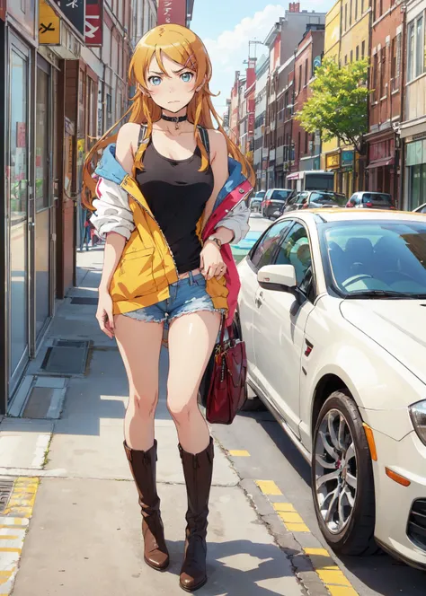 (masterpiece:1.3), high resolution, ultra detailed, extremely detailed CG unity 8k wallpaper, realistic, photo-realistic, RAW photo, beautiful detailed face, pale skin, realistic glistening skin, detailed cloth texture, detailed hair texture, Perfect body, Beautiful Face, accurate, Anatomically correct, Highly detailed face and skin texture, natural neck length, (beautiful hands), (fair skin:1.2), Thin legs, Thin feet, BREAK, Detailed eyes, symmetric eyes, Light Brown eyes, Double eyelids, Thin eyebrows, (Glossy lips:1.4), (gently smile:1.2), BREAK, (nsfw:1.2), (A Classy and Cute girl:1.3), (1 girl, one girl), ((wearing a Violet sleeveless keyhole neck midriff short sweater:1.3)), ((Showing under boob:1.4)), (White pleated mini skirt), (long boots), (wearing glasses:1.1), (medium large breasts, slender figure, firm abs, firm breasts:1.2), beautiful clavicle, (blonde hair, wavy hair, long hair:1.3), ((asymmetrical bangs:1.2)), BREAK, ((Walking close to me in the her stylish house in Japan:1.3)), (looking at viewer:1.2), ((Focus on face:1.2)), (Full body shot:1.2),