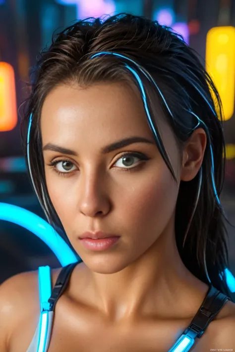 (the best quality),(masterpiece),(details:1.4),3D,a beautiful Cyberpunk female image,thick hair,indoors,eyes staring at the camera,(seven dimensional photo),(line light),HDR (High dynamic range),ray tracing,super resolution,illusion 5,maximum sharpness and sharpness,Octane rating rendering,large aperture,low ISO,white balance,one-third rule,8K RAW,(high light and dark contrast:2),