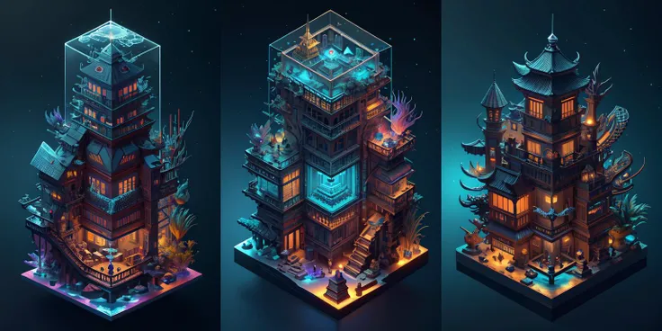 (otherworldly, otherworldly atmosphere, otherworldly appearance), highly insanely detailed, masterpiece, top quality, best quality, highres, 4k, 8k, RAW photo, 
((ancient egyptian theme:1.2)), Hong Kong structure, building, structure, taiwan, korean, 
swirling energy, 
tentacle, 
(underwater), 
reflection, reflective floor, 
abandoned building, overgrown with vegetation, [volumetric fog], cinematic lighting, colorful, colourful, 
(long_hair, long hair, random colors hair, glowing hair, hair over one eye, long messy hair), 
(eyelashes, eyeliner, eyeshadow, eyelashes, long eyelashes), 
collar, earrings, jewelry, necklace, armlet, 
high-heels, 
nsfw, 
cleavage, perfect female body, makeup, 
action pose, 
drunk, biting, 
dawn, 
Isometric, Iso Pixel Style, simple background, sky, water, cup, no humans, window, night, blue background, chair, building, star (sky), night sky, scenery, ice, crystal, door, lamp, computer, house, computer_monitor, isometric, diorama, <lora:IsoPixelV2-SD15:0.8>, (fantasy world)