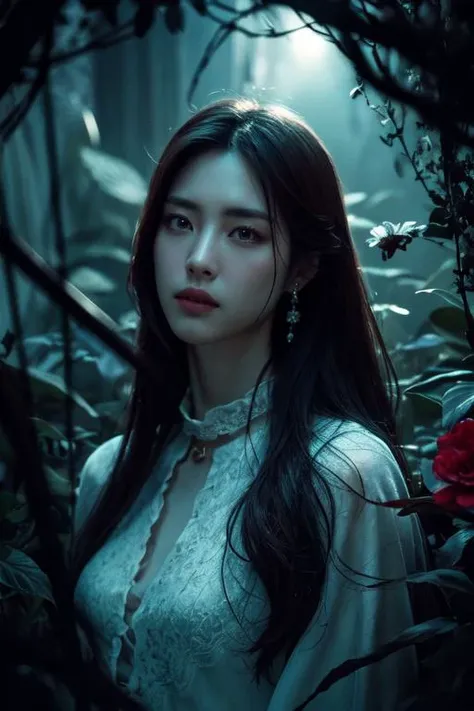 (otherworldly, otherworldly atmosphere, otherworldly appearance), highly insanely detailed, masterpiece, top quality, best quality, highres, 4k, 8k, RAW photo, Caribbean, dark tunnel, 
china street, egyptian, 
depth of field, focused, foreshortening, 
1girl, long_hair, collar, earrings, 
jav, half naked, 
photorealistic:1.4, (flower filed), Poetic lens, obscure light and shadow, aestheticism, brooding, emotional depth, supernatural, 1girl, solo, Neck, enchanting elegance, atmospheric depth, naturalistic representations, harmonious composition, parted lips, long straight hair, 
<lora:makina69_leeyeonhee_v1.2:0.7>, (fantasy world)