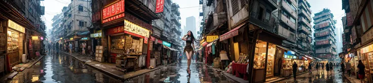 abandoned ruins,Sexy standing pose,full-body portraits(1:1),18 years old girls,Slender and slender figure,Skinny,As thin as a whipping post,Smaller bust,The barefoot,Random nudity all over the body,exhibitionists,Random exposure of genitals,face to the viewer