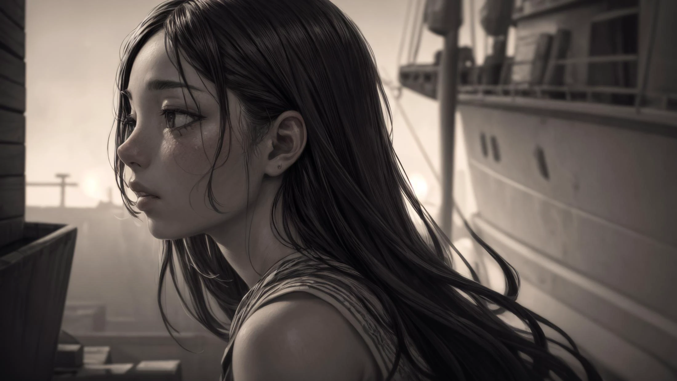 (ultra realistic,32k, masterpiece:1.2),(high detailed skin:1.1),( high quality:1.1),
intricate detail,
(detailed realistic background:1.3),
realistic lighting,
[cinematic lighting|sunset lighting],
hyperrealism,
soothing tones,
muted colors,
high contrast,
soft light,
sharp,
artistic photoshoot,
Ship