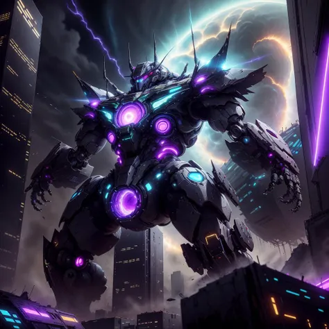 <lora:UltraBlackholeTech-20:0.8>,ulblackholetech  , ,scifi,  excessive energy,
battle mech, cityscape, destruction , laser ,apocalypse , colossal , from below,