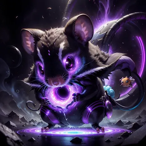 <lora:UltraBlackholeTech-20:0.8>,ulblackholetech , excessive energy,
purple hamster , pokemon \(creature\), cute