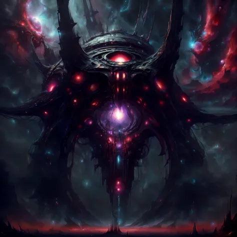 picture of a huge space monster eating a planet.monster,The planet is eaten,ancient cthulu octopus monster with 3 white-light orbs for eyes ,, tentacles sprawling in all directions, dark underwater space themed background. very dark and scary. hyper intricate details. volumetric lighting. streetwear style artwork. grunge. award winning stunning masterpiece. 8k. beautiful. gorgeous. only using the colors purple, red, white. narrow depth of field. hyperrealistic artwork style. scary horror metal music vibe. godrays, gorgeous, amazing, intricate, highly detailed, digital painting, artstation, concept art, sharp focus, illustration, art by greg rutkowski and alphonse mucha, <lora:CosmicEldritchTech:0.8> eldritchtech, cosmic, dark energy, <lora:UltraBlackholeTech:0.8> ulblackholetech, excessive energy, scifi, <lora:add_detail:0.8>