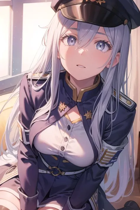 vladilenamilize, <lora:vladilenamilizetest:1>,
vladilena milize, (grey eyes:1.5), grey hair, hair between eyes, long hair, ahoge,
BREAK blue headwear, blue jacket, blue skirt, hat, jacket, military, military hat, military uniform, peaked cap, shirt, skirt, thighhighs, uniform, white shirt, white thighhighs,
BREAK looking at viewer,
BREAK indoors, classroom,
BREAK <lora:GoodHands-vanilla:1>, (masterpiece:1.2), best quality, high resolution, unity 8k wallpaper, (illustration:0.8), (beautiful detailed eyes:1.6), extremely detailed face, perfect lighting, extremely detailed CG, (perfect hands, perfect anatomy),