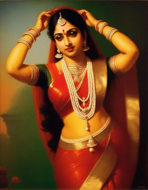 painting of a beautiful courtesan, dancing, in the style of Raja Ravi Varma <lora:Raja_Ravi_Varma_Style_SDXL_LoRA:1>