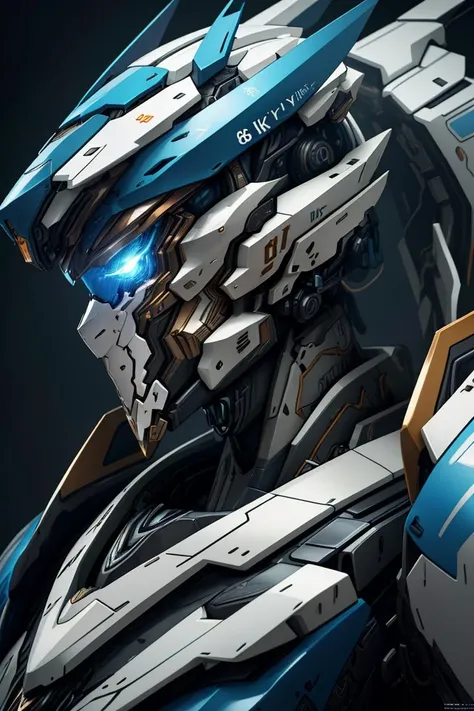 (masterpiece, best quality, illustration, finely detail), (extremely detailed cg unity 8k wallpaper, highres), amazing, solo, close up portrait, mecha, blue, high saturation,low brightness, <lora:qinghuaci3:0.6>