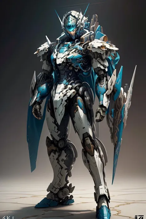 (((masterpiece, best quality, illustration, finely detail))),((extremely detailed cg unity 8k wallpaper, highres)),(beautiful detailed face and eyes and hair:1.1),amazing, 1boy,arms_around_neck,solo, (full body), (mecha),high saturation,low brightness,, <lora:qinghuaci3:0.6>