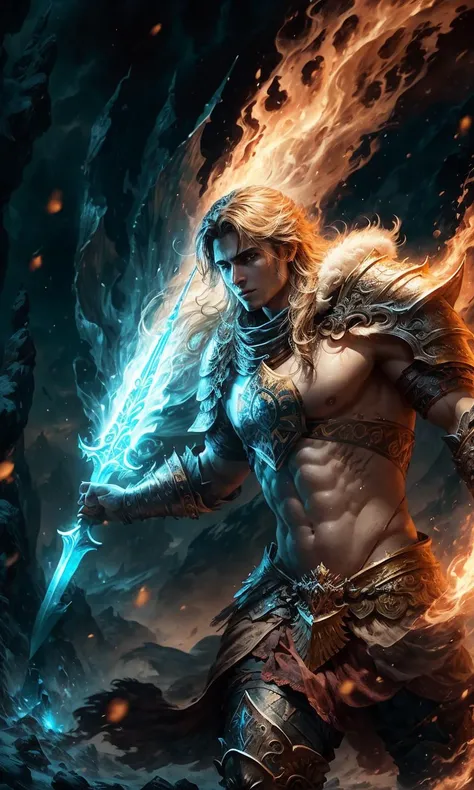 a profesional picture of 1man Garen, the Gladiator of Gondor was a former gladiator from the ancient world of Gondor, where he had fought in the coliseums and emerged victorious time and time again. His body was a mass of rippling muscle, etched with the scars of countless battles. His skin was bronzed from the desert sun, and his hair was a golden blonde, braided and adorned with the bones of his enemies. He wore a suit of ancient Gondorian armor, etched with runes of protection and victory. The armor was adorned with the skulls of defeated foes, a macabre trophy of his past. He wielded a massive, two-handed sword that had been tempered in the fires of Mount Doom, its blade etched with the same runes as his armor. Garen's presence was commanding, and his eyes burned with an unquenchable fire for combat and glory. BREAK, realistic, perfect quality, best quality, ultrasharp, ultradetailed, perfect quality, masterpiece, intricated details, <lora:add_detail:0.4>, punk, <hypernet:sxzBloom_sxzBloom:0.3>, AS-YoungerV2 < <lora:splashes_v.1.1:0.5> Splash, splashes, splashing, explosion, exploding <lora:Smoke:0.3> smoke, smokkk, colorfull cyan, hotify, vivid colors