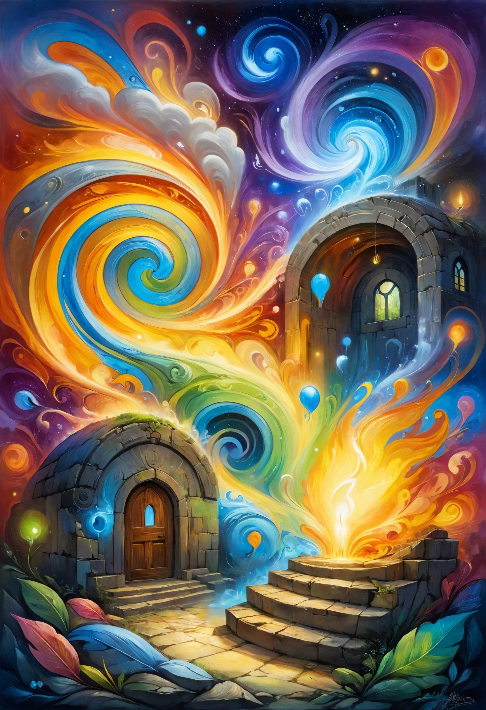 Everybodyâs secrets inspire all of my scenes, I write in all of my fantasies and I die in all of my dreams, <lora:Elemental_Graffiti-step00001500:0.8> elemental art, <lora:add-detail-xl:0.8>, Fluorescent Lighting, <lora:ral-colorswirl:0.7> ral-colorswirl