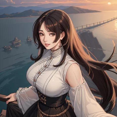 masterpiece, best quality, highres, intricate detail, 1girl, (mature female:1.5), (thick lips:1.4), eyeshadow, brown eyes, long hair, black hair, oversized clothes, sunset, portrait, smile, long skirt, floating hair, spinning, hand on own chest, from above
<lora:hairdetailer:1>