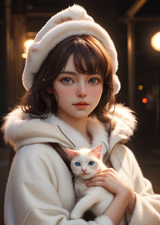 cute white tiny cat,masterpiece,best quality,extremely detailed,cinematic lighting,detailed fur and eyes,8k,realistic,award winning,photograph,
