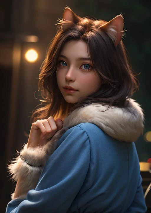 fluffy ittybittykitty cat,masterpiece,best quality,extremely detailed,cinematic lighting,detailed fur and eyes,8k,realistic,award winning,photograph,look back,