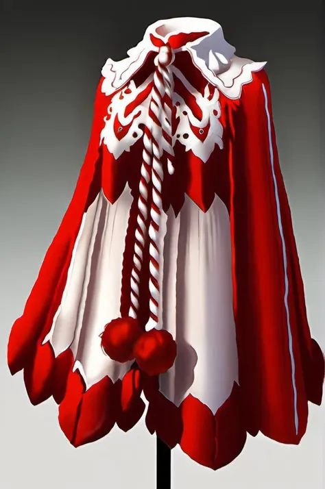 . a red and white cape with a red bow. ,
<lora:SDXL_icon_V2:1>