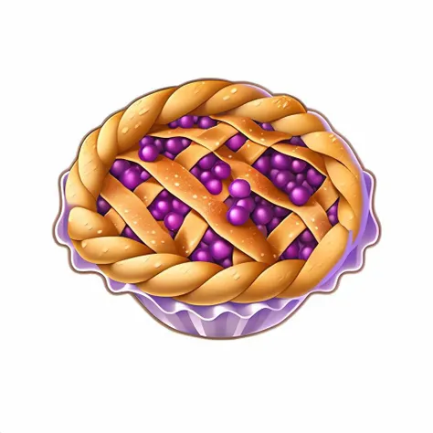 2d icon. a pie with a lattice of purpleberries on top. <lora:SDXL_icon_V2-000034:1>