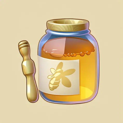 2d icon. a jar of honey with a spoon in it. <lora:SDXL_icon_V2-000034:1>