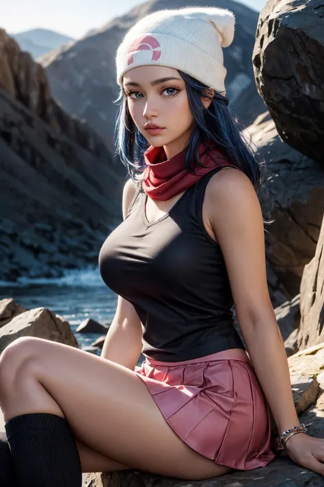 (ultra realistic,32k, masterpiece:1.2),(high detailed skin:1.1),( high quality:1.1),
<lora:pokemon dawn-lora-nochekaiser:0.8>pokemon dawn, blue hair, (blue eyes:0.8), sidelocks, long hair,bare shoulders, beanie, black shirt, black socks, bracelet, hat, jewelry, kneehighs, miniskirt, pink skirt, red scarf, scarf, shirt, skirt, sleeveless, sleeveless shirt, white headwear,flower garden, garden labyrinth, hedge maze,, (looking at viewer, squatting,:1.1),, (huge breast,large breast,:0.9),<lora:add_detail:0.81>,
(beautifully lit:1.1),