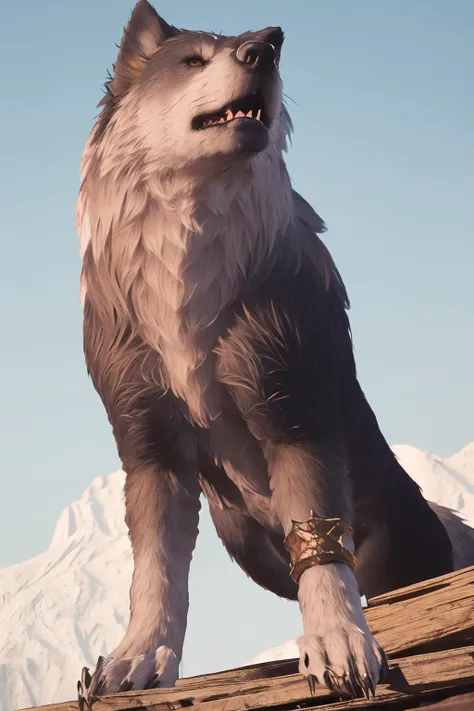 Best quality,masterpiece,ultra high res,wolf,torgal,(from below:1.3),