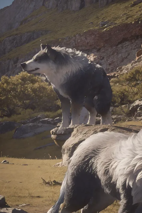 Best quality,masterpiece,ultra high res,wolf,torgal, from side