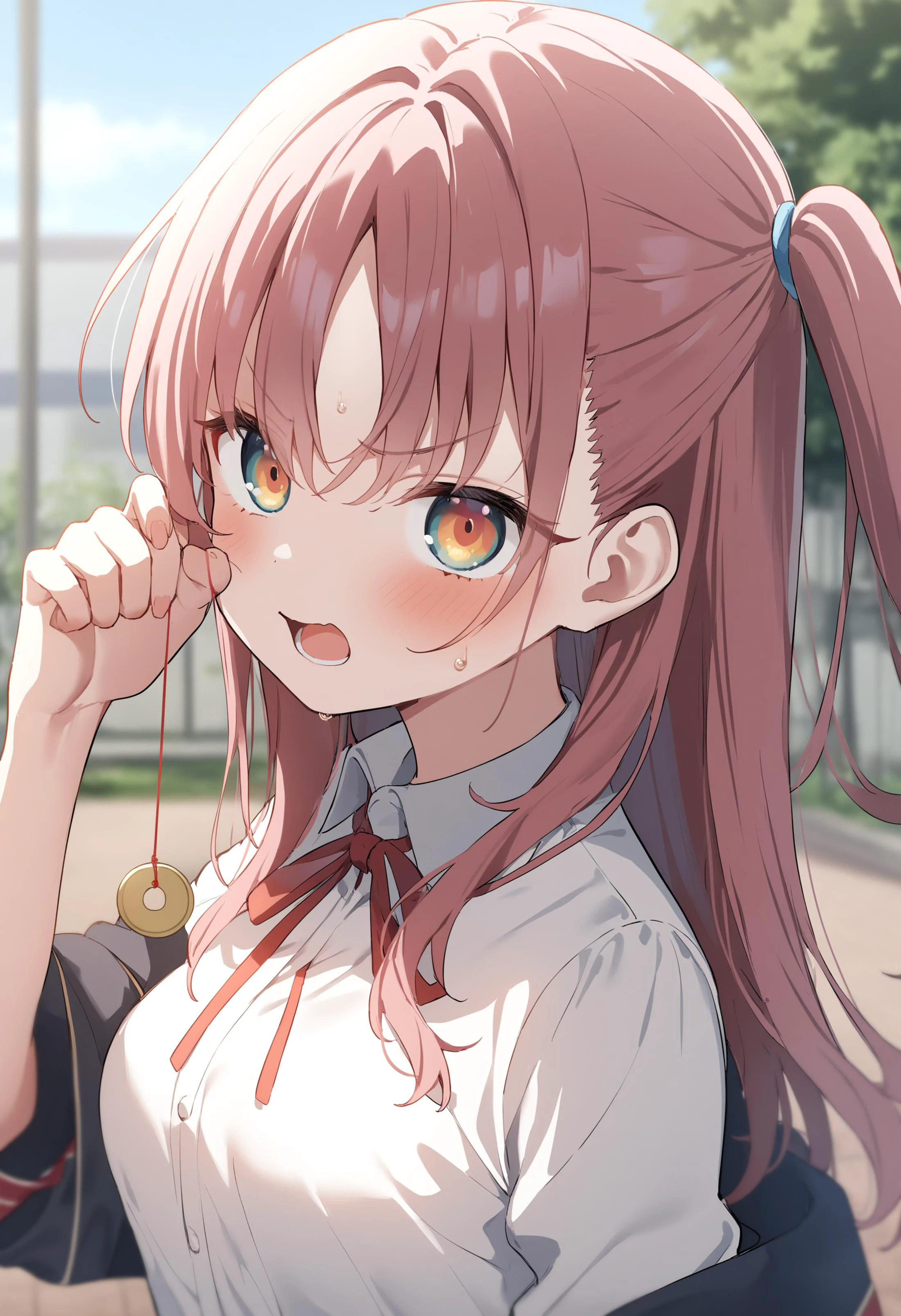 1girl,sincos, ningen mame, toosaka asagi,solo,medium breasts,school uniform,
hypnosis, mind control,looking at viewer, hand up, coin on string, <lora:hypnosis_XL_v1:0.7>
upper body, brown hair, golden eyes,angry, schoolyard, open mouth, one side up hair,
best quality, very aesthetic, absurdres