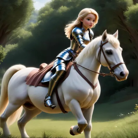 modisn disney, female knight, on a horse, powerful, very high quality, absolutely outstanding image, flawless