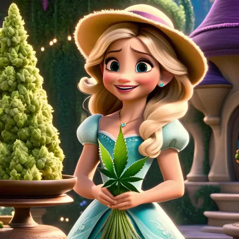 modern Disney style In a whimsy land of Cannabis::0.7) 8K. ((Full body shop:1.7)).Sarah Michelle Gellar:1.5,Holding up a sign with Thanks Mass:1.8 <lora:epiCRealLife:0.4: <lora:epiCRealismHelper:0.3>