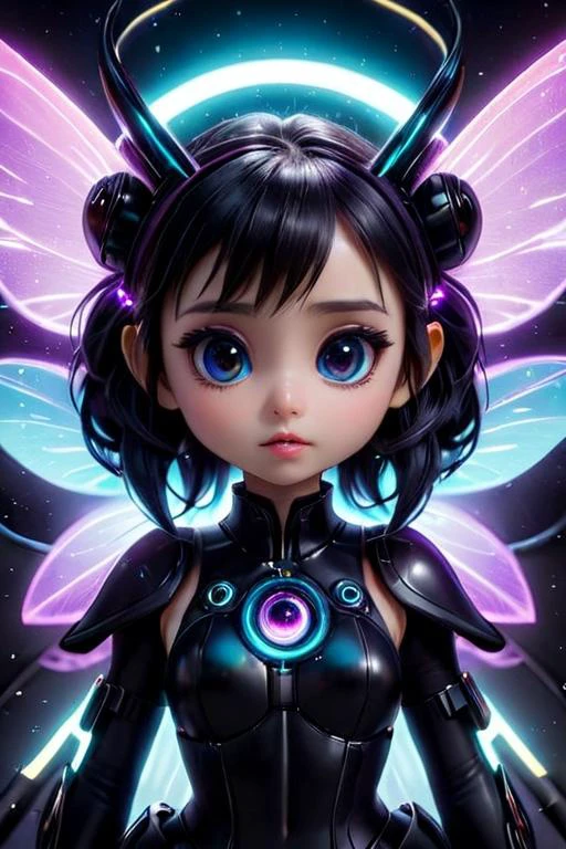 from a scifi futuristic ulblackholetech world, excessive energy, scifi, photography of a cute fairy, big eyes, intricate details, realism, colorful cyberpunk <lora:UltraBlackhole_Tech_XL:1>