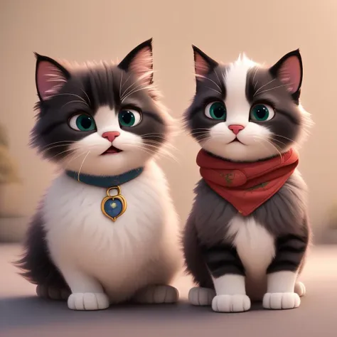 modern disney style, cute cats