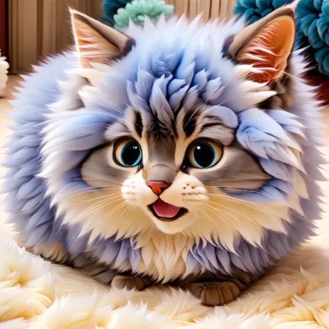 modisn disney style, fluffy cute and adorable kitten, comfy