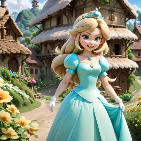 princess rosalina, village scenery, absolutely outstanding image