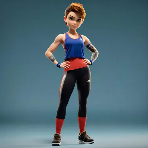 (modisn:3), high-resolution 3d render, sweaty athletic tomboy